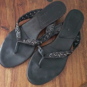 Dior slip on sandals black leather 39.5